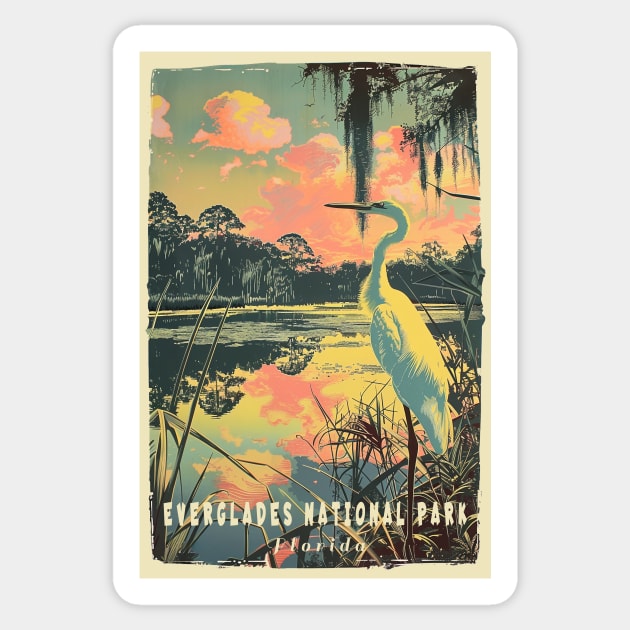 Everglades National Park Vintage Travel  Poster Sticker by GreenMary Design